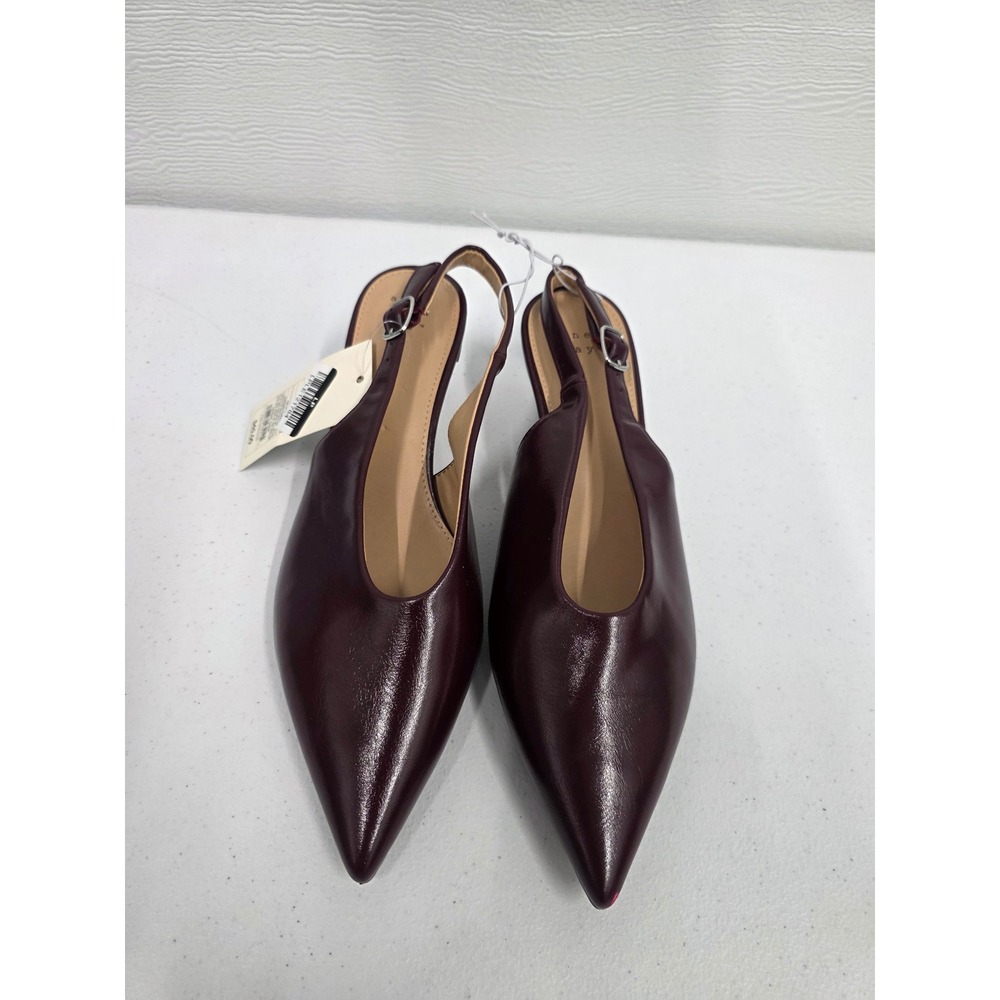 A New Day Women Burgundy Samara Pointed Toe Slingback Kitten Heels Size 8
